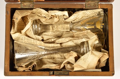 Lot 29 - Two interesting antique wine or cordial glassed with crowned "N" cyphers within laurel wreaths