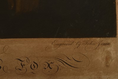 Lot 35 - Mezzotint portrait "Rt Hon Charles James Fox [1749–1806]" after Reynolds and his original funeral newspaper