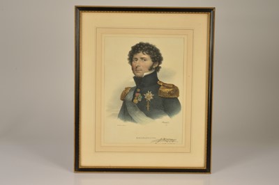 Lot 39 - Famed 19th Century hand-coloured portraits of Marshal Bernadotte (Charles XIV of Sweden) (1763–1844) etc (2)