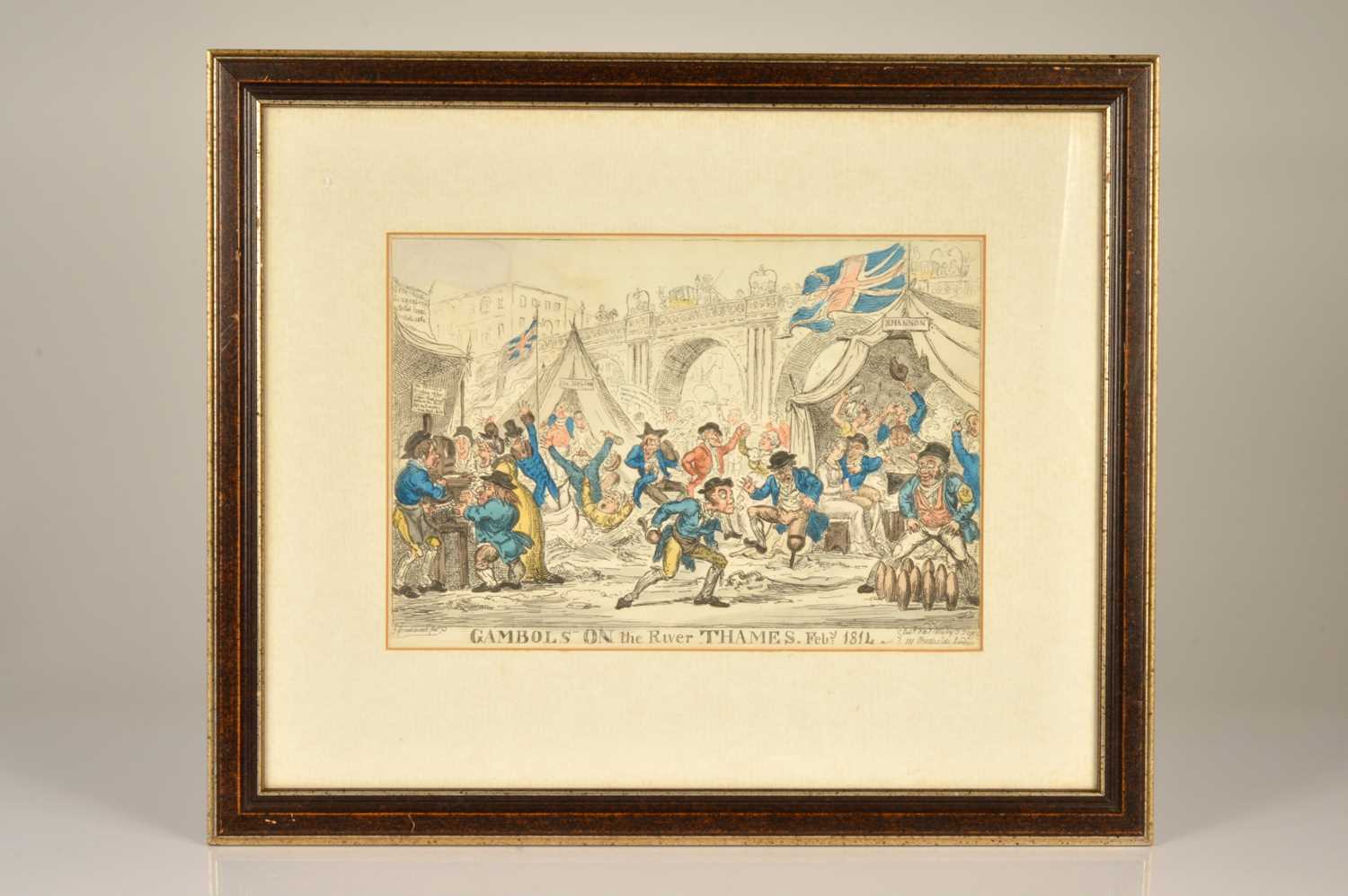 Lot 40 - The last Frost Fair "Gambols on the River Thames Feby. 1814" caricature by George Cruikshank (1792-1878)