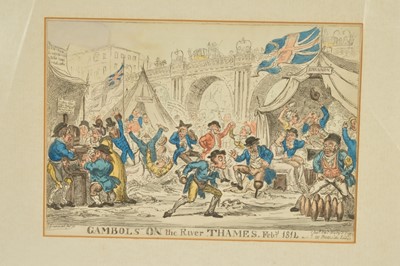 Lot 40 - The last Frost Fair "Gambols on the River Thames Feby. 1814" caricature by George Cruikshank (1792-1878)
