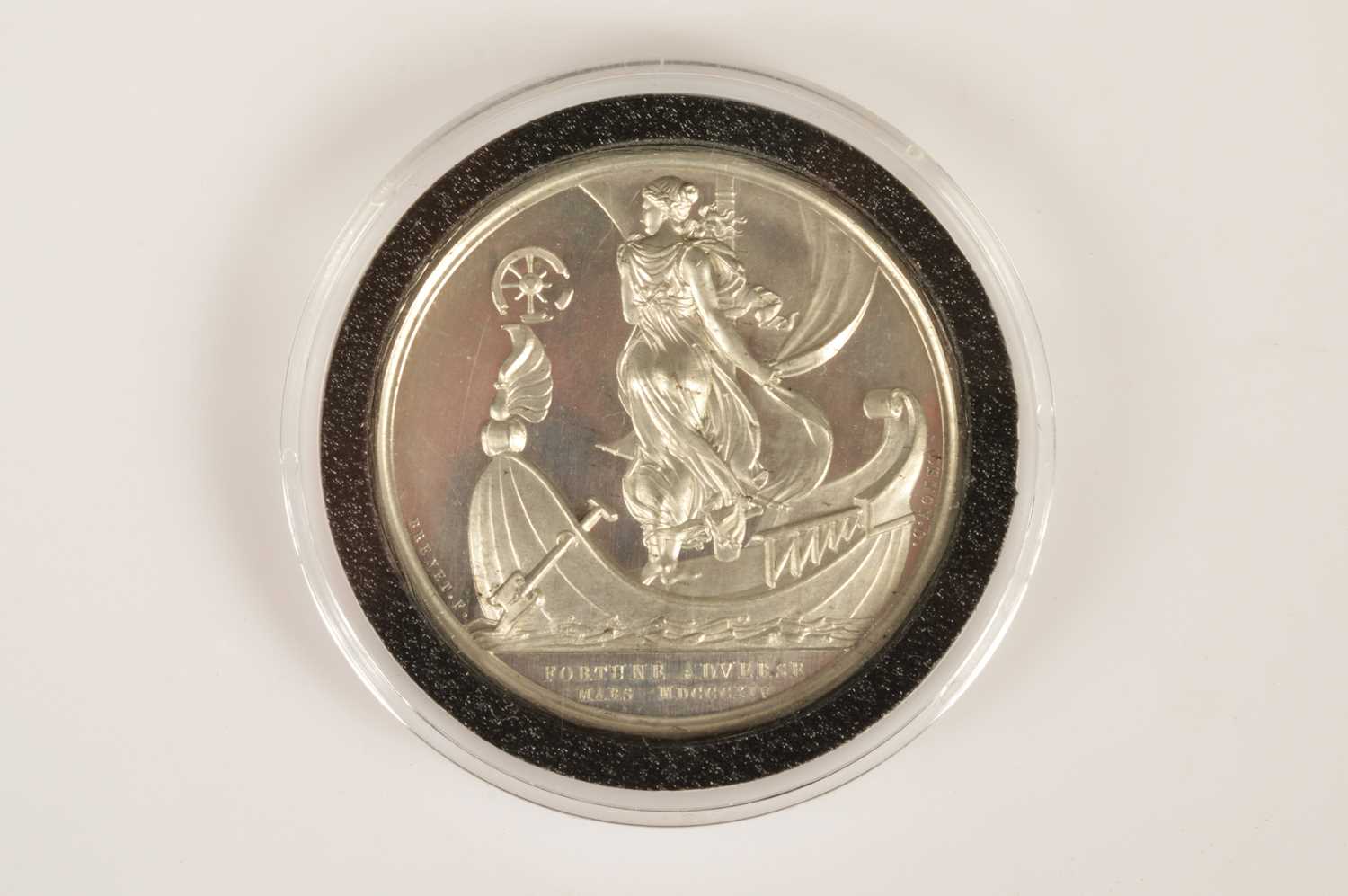 Lot 42 - A uniface trial tin(?) cliché of the "Fortune Adverse" March 1814 medal (last in the Napoleonic Medals series)