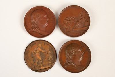 Lot 43 - Three French bronze original strike medals for 'Peace of 1814' 'Louis XVIII' and the 'Bourbon Restoration'