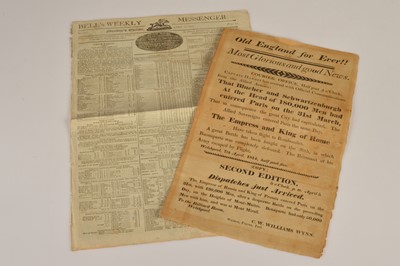 Lot 49 - A rare 1814 Welshpool handbill "Most Glorious and Good News" with breaking news of Fall of Paris