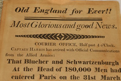 Lot 49 - A rare 1814 Welshpool handbill "Most Glorious and Good News" with breaking news of Fall of Paris
