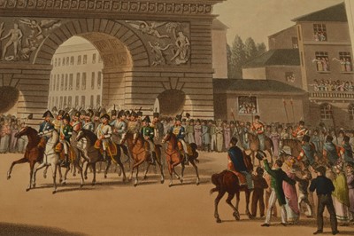 Lot 50 - "Grand Entry of the Allied Sovereigns into Paris" 31 March 1814 aquatint with original hand-colour