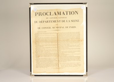 Lot 52 - "Proclamation du Conseil Général du Départment de la Seine et Conseil Municipal de Paris" ("The Bellart Proclamation")