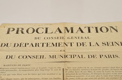 Lot 52 - "Proclamation du Conseil Général du Départment de la Seine et Conseil Municipal de Paris" ("The Bellart Proclamation")