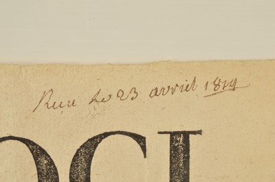 Lot 52 - "Proclamation du Conseil Général du Départment de la Seine et Conseil Municipal de Paris" ("The Bellart Proclamation")