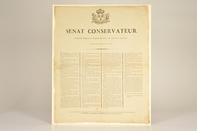 Lot 53 - "Extrait des Registres du Sénat Conservateur de Mecredi 6 Avril 1814" ("The Senatorial Constitution")