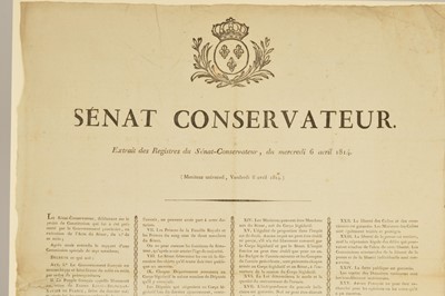 Lot 53 - "Extrait des Registres du Sénat Conservateur de Mecredi 6 Avril 1814" ("The Senatorial Constitution")