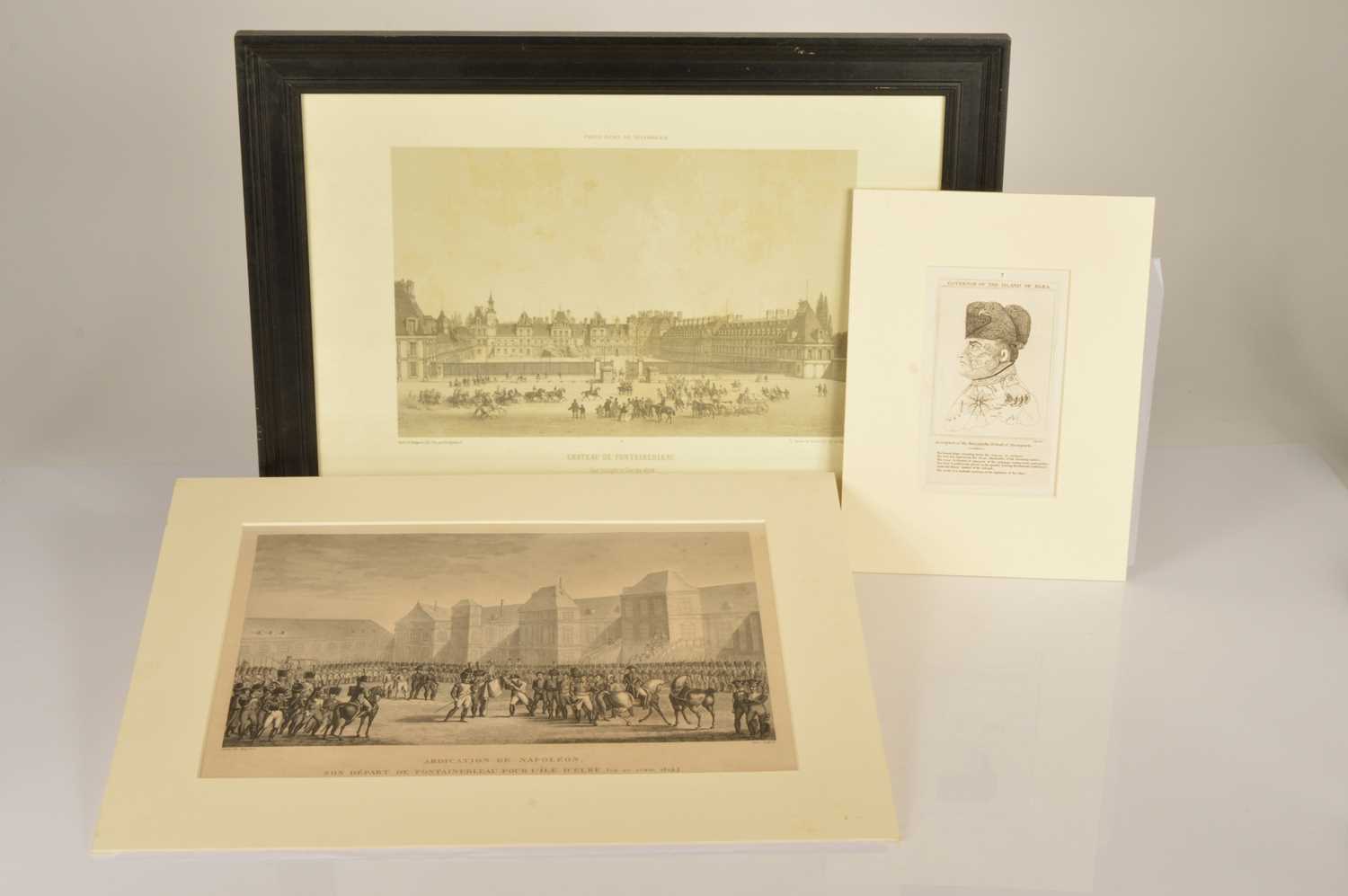 Lot 55 - Engravings of "Abdication de Napoleon" "Fontainebleau" Exile to Elba etc (3)