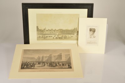 Lot 55 - Engravings of "Abdication de Napoleon" "Fontainebleau" Exile to Elba etc (3)