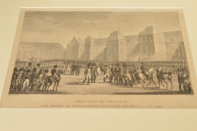 Lot 55 - Engravings of "Abdication de Napoleon" "Fontainebleau" Exile to Elba etc (3)