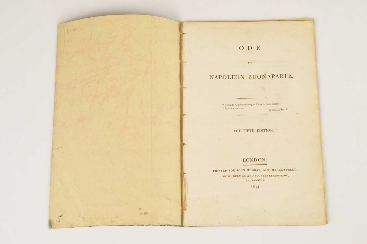 Lot 56 - Lord George Byron (1788-1824) his published poem "Ode to Napoleon Buonaparte"