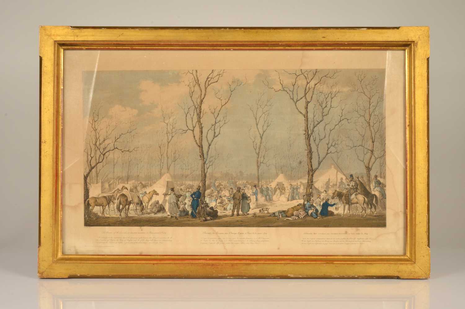 Lot 58 - After Alexander Sauerweid (1783-1844) "Bivouac of the Cossaks, at Champs-Elysées at Paris March 31st 1814"