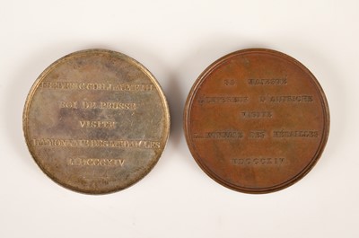 Lot 61 - Two French medals for Francis I of Austria and Frederick William III of Prussia by Raymond Gayrard (1777–1858)