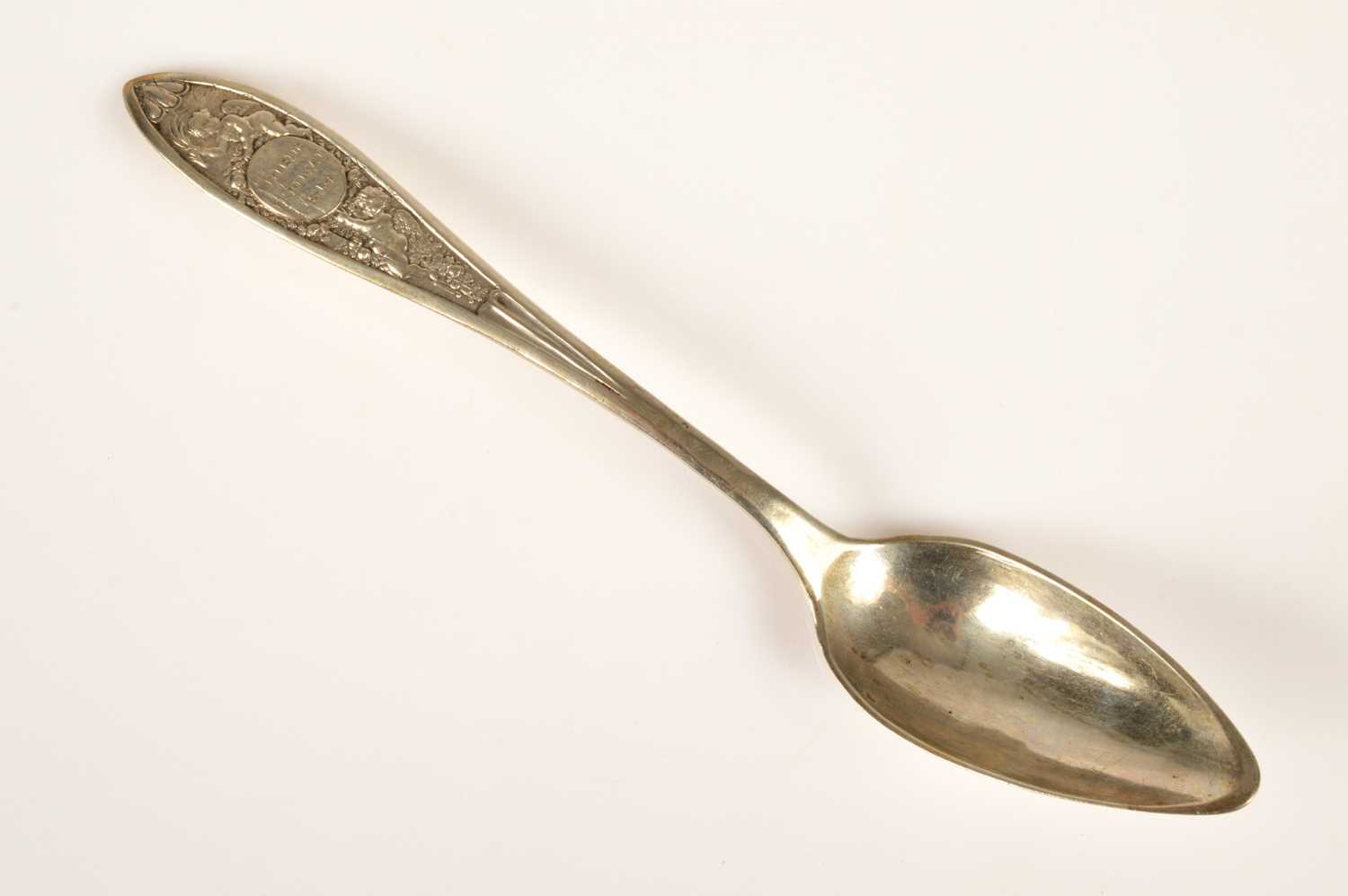 Lot 64 - A German silver spoon cast "FRIEDE / D 30 MAI / 1814" commemorating the Peace of Paris