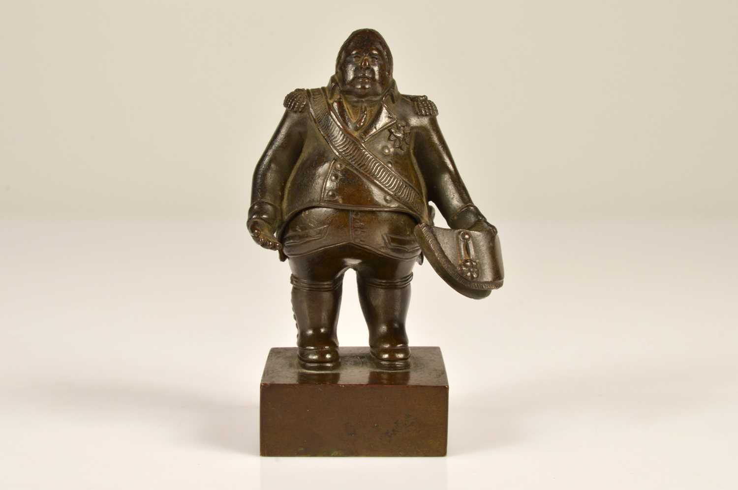 Lot 65 - A small satirical bronze caricature figure sculpture of King Louis XVIII Circa 1814