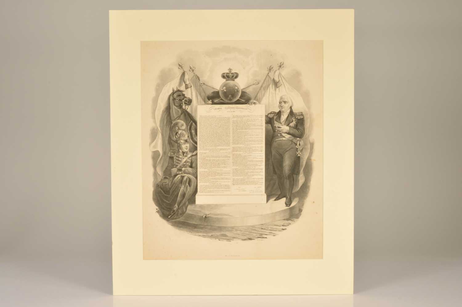 Lot 69 - A decorative imprint of Louis XVIII and "La Charte Constitutionnelle du 4 Juin 1814"