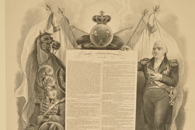 Lot 69 - A decorative imprint of Louis XVIII and "La Charte Constitutionnelle du 4 Juin 1814"