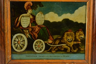 Lot 71 - A rare 1814 reverse glass print "Britannia's Triumph on the Restoration of Peace"