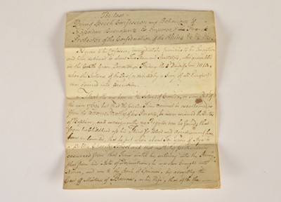 Lot 75 - The manuscript text of a speech delivered on 3rd June 1814 to "two thousand spectators" at Castle Green Launceston