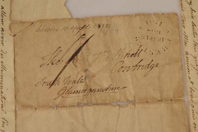 Lot 76 - Regency philatelic manuscript "Entire" 1814 letter written by French Prisoner of War to Rev John Nicholl of Cowbridge