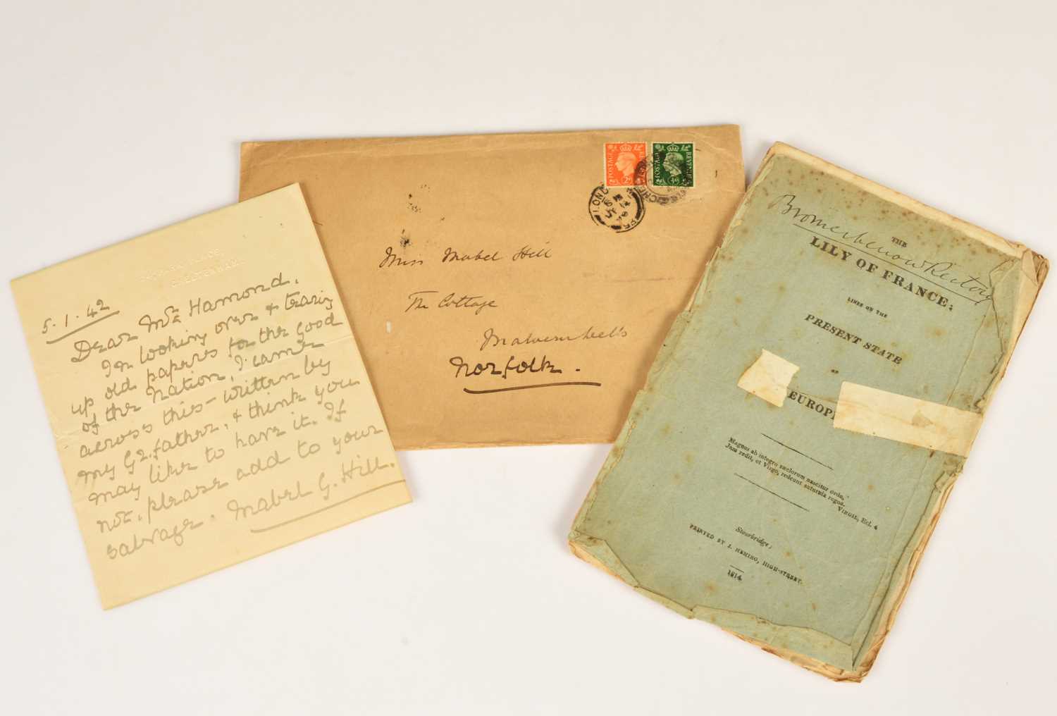 Lot 78 - Private Press printing of an 1814 Peace poem "The Lily of France: Lines on the Present State of Europe"