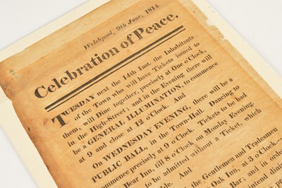 Lot 81 - A letterpress handbill for the "Celebration of Peace" at Welshpool 14th June 1814