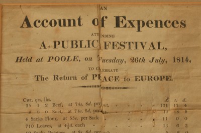 Lot 84 - A handbill relating to the 1814 "Peace Festival" at Poole in Dorset