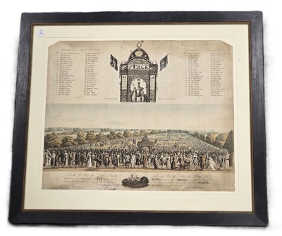 Lot 86 - A large hand-coloured print depicting the Peace Festival at Ely in Cambridgeshire 15th July 1814