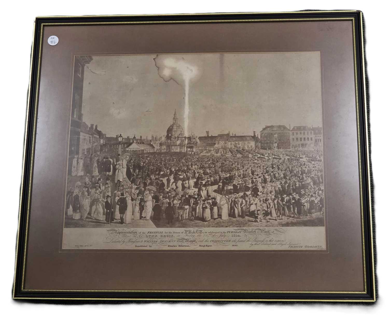 Lot 87 - Victorian Photogravure of "Festival for the Return of Peace" at "Lynn Regis" (Kings Lynn) 22nd July 1814