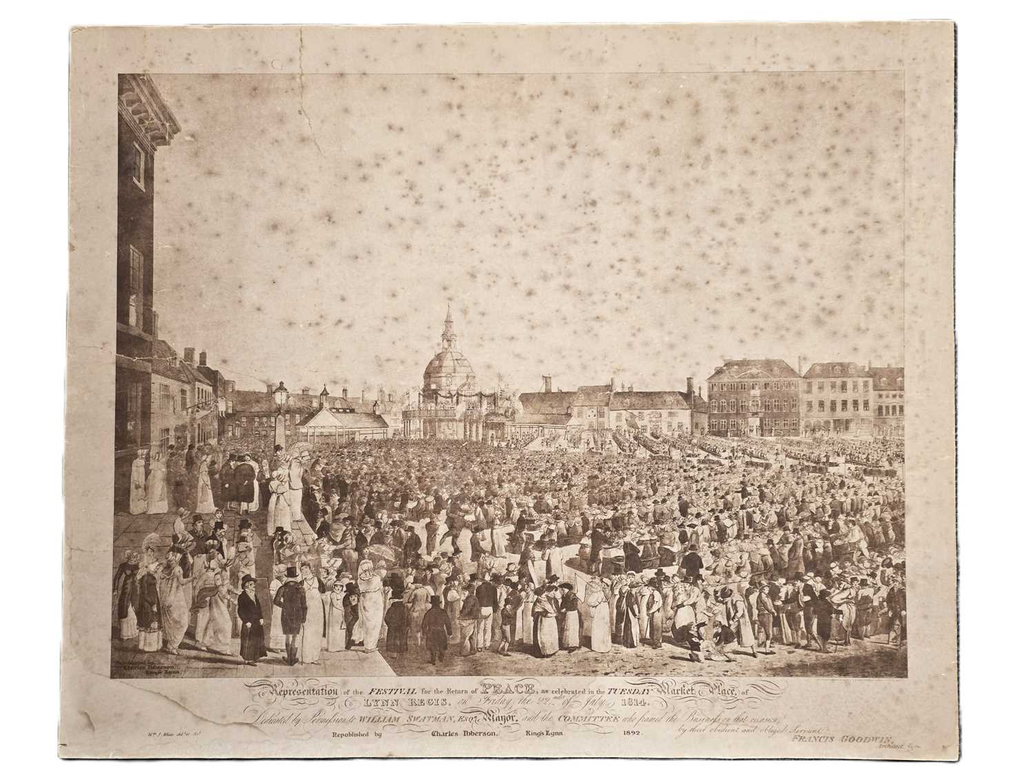Lot 88 - Victorian Photogravure of "Festival for the Return of Peace" at "Lynn Regis" (Kings Lynn) 22nd July 1814