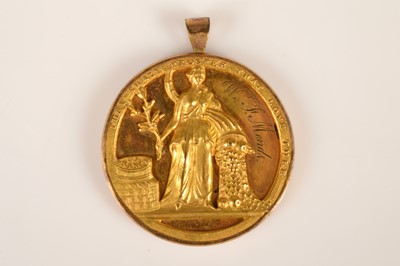 Lot 92 - A rare 1814 gilded-bronze Peace of Paris medal badge or pendant