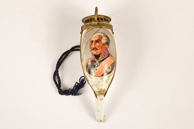 Lot 93 - An early 19th Century porcelain pipe bowl enamelled with a portrait of Field-Marshal Gebhard von Blücher
