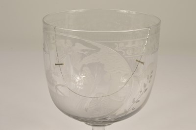 Lot 94 - A very large Regency era engraved glass rummer commemorating 'Peace' and dated '1814'