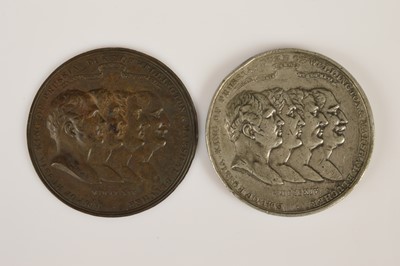 Lot 110 - The Allied Leaders 1814 Medal in pewter (?) by Kempson & Son of Birmingham modelled by W Turnpenny