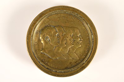 Lot 113 - Brass Allied Leaders of 1814 Snuff Box by Kempson & Son of Birmingham modelled by W Turnpenny