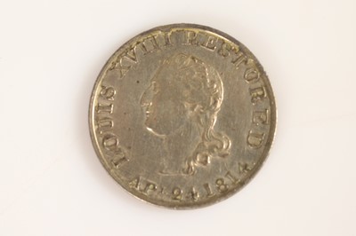 Lot 125 - Pidding's Office Cornhill "Louis XVIII Restored" 1814 siver gilt (?) medalet or ticket