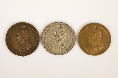 Lot 131 - A set of three (3) 1814 medalet tokens or jetons by Kettle for Tsar Alexander I Emperor of Russia