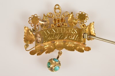 Lot 151 - A Regency era gold and gemset acrostic "PEACE" brooch from Watier's Fête of 1814