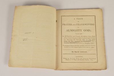 Lot 186 - The Officially Issued 1814 National "Thanksgiving" pamphlet