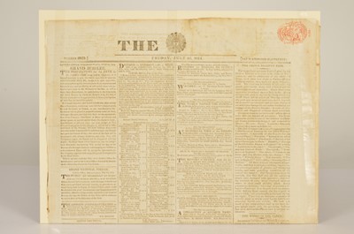 Lot 193 - Regency newspaper "The Sun" (Number 6825) for Friday July 22 1814