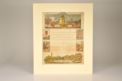 Lot 212 - A rare calligraphic writing blank or school piece for the Grand National Jubilee August 1st 1814 with Australian connections