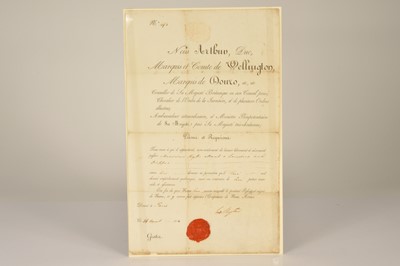 Lot 222 - An exceptionally rare 1814 Passport signed by the Duke of Wellington as British Ambassador to France