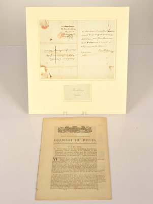 Lot 223 - A mounted calling card for François-Marie Barthélemy (1747-1830 (President of the French Senate)