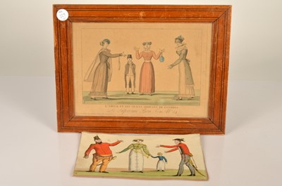 Lot 229 - Two French Caricature Prints Mocking English Tourists in 1814 by Adrien Pierre Godefroy Jr