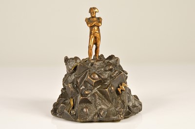 Lot 232 - A bronze sculpture of the exiled Napoleon standing on a rocky outcrop on St Helena