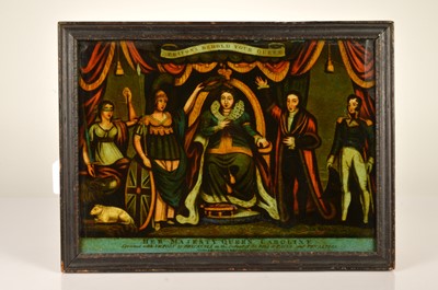 Lot 247 - Regency era reverse glass mezzotint print of Queen Caroline (1768-1821)